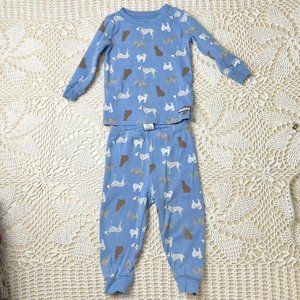Janie and Jack Baby Boy 18-24 Months Blue Dog Print Long Sleeve Pajama Pants Set